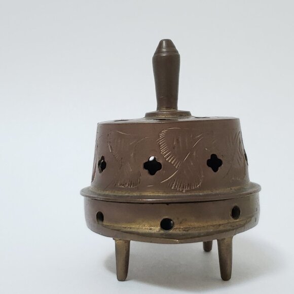 Vintage Brass Sarna India Etched Censure Incense Burner Bell 2 pc. - Picture 7 of 9